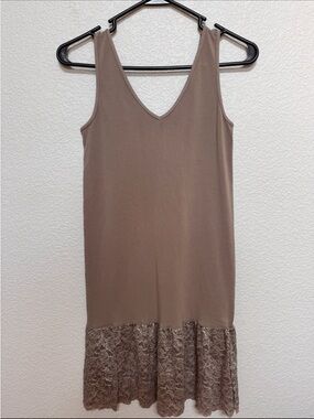 Boho Vintage Lace Slip Extender Dress Women’s S Mocha Festival